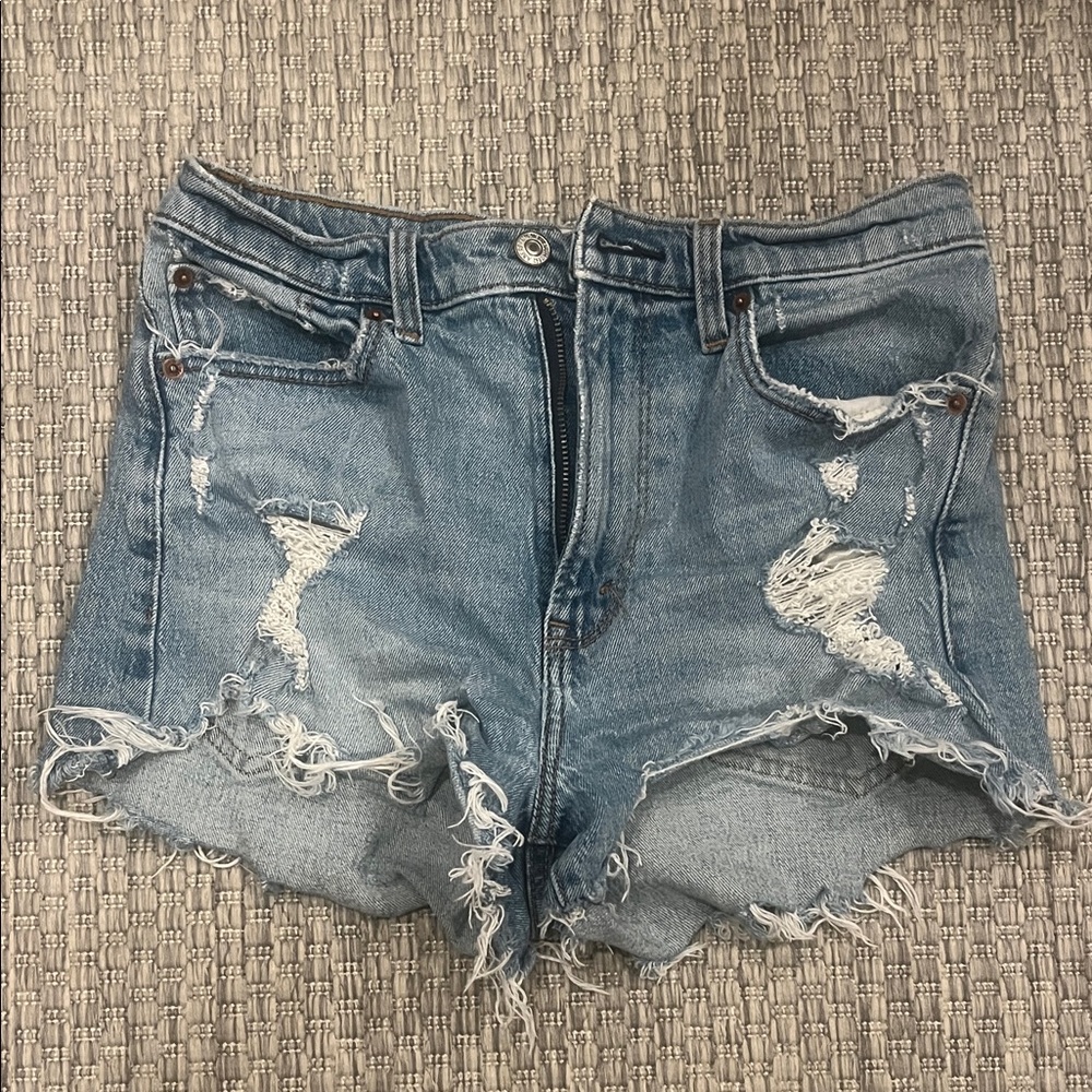 Abercrombie & Fitch Distressed Blue Jean Shorts